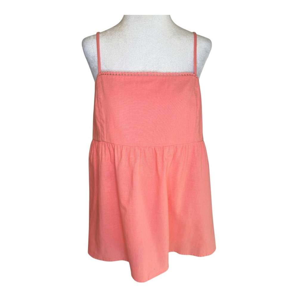 NEW Abound Babydoll Cami Top Sleeveless Coral Pink Casual Cute Size Large